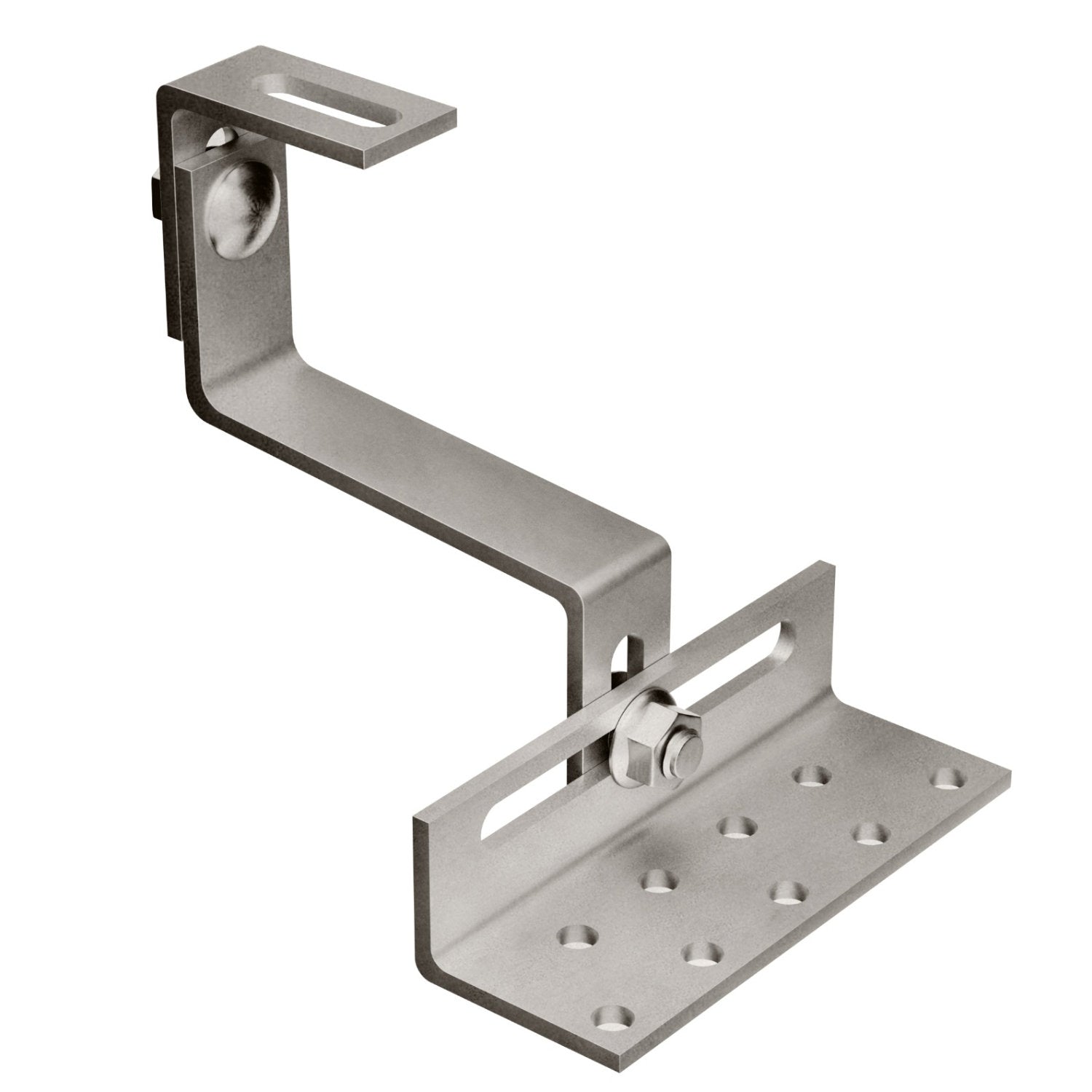 Rozsdamentes acél rögzítőkampó, több fokozatban állítható, kerámia vagy beton tetőcseréphez, H=130 mm