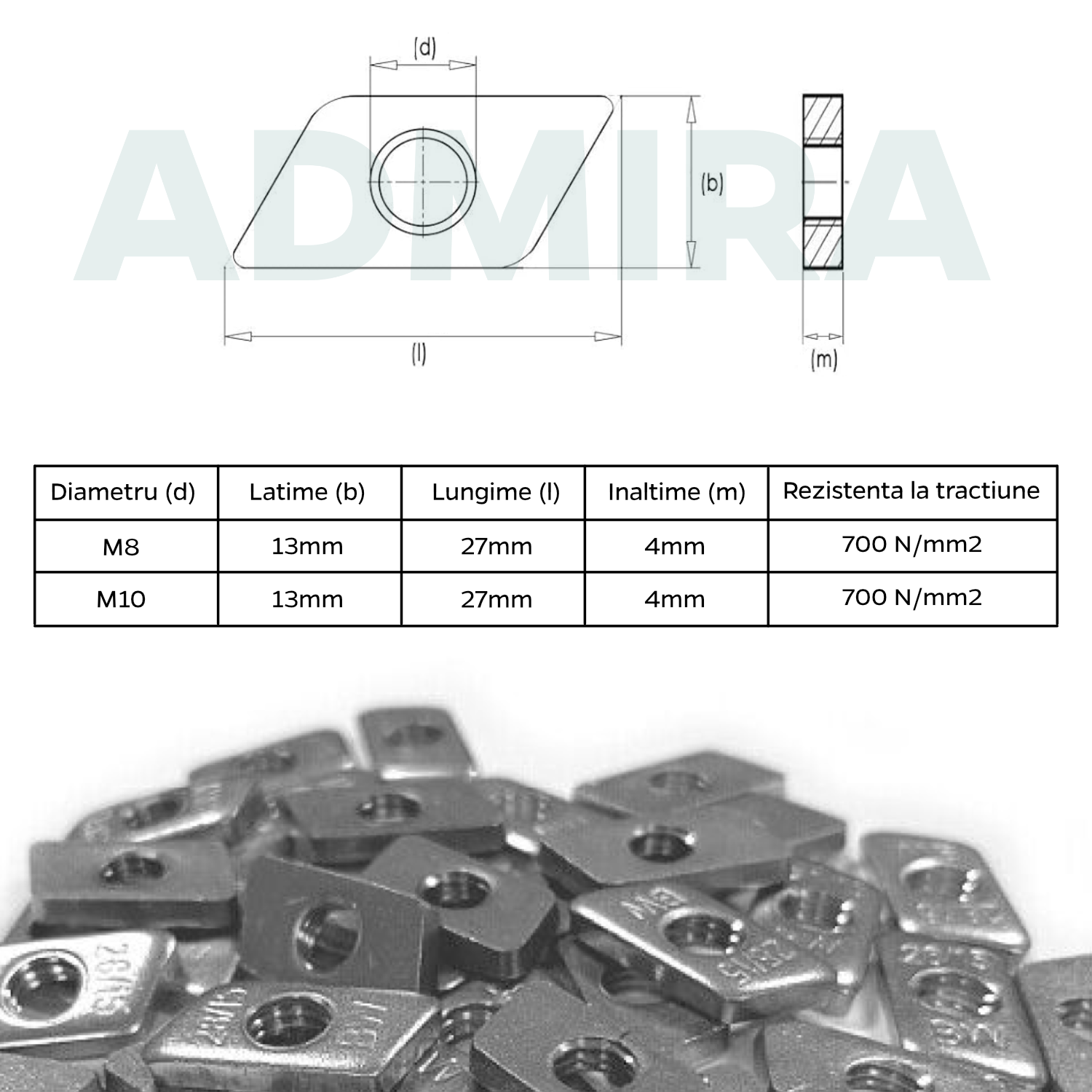 100x T-fejű horonyanya 28x15 mm M8 M10
