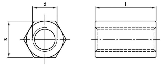 Hatlapfejű tengelykapcsoló anya belső menettel - M30 x 60 mm - 10 db