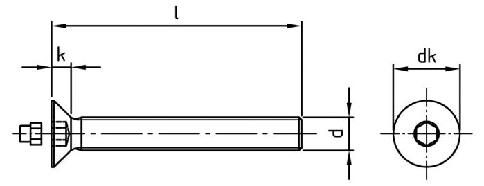 Surub siguranta cap inecat hexagonal imbus + dop - M12 x 20 mm - 100 buc.
