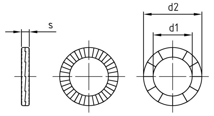 Reteszelő alátét, standard - 13,0 x 19,5 x 2 mm - 200 db