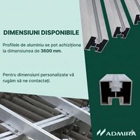 Alumínium H profil 40x40 mm 3600 mm, tartó fotovoltaikus napelemek szereléséhez