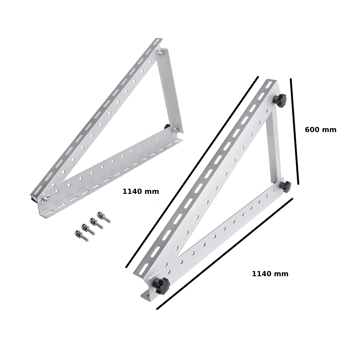 Állítható tartókeret fotovoltaikus panelekhez, 2 darab, 1140x545 mm, 0°-90°, alumínium
