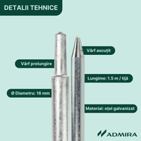 Földelő cövek elektróda készlet 16x1500 mm + szalagkábel csatlakozó