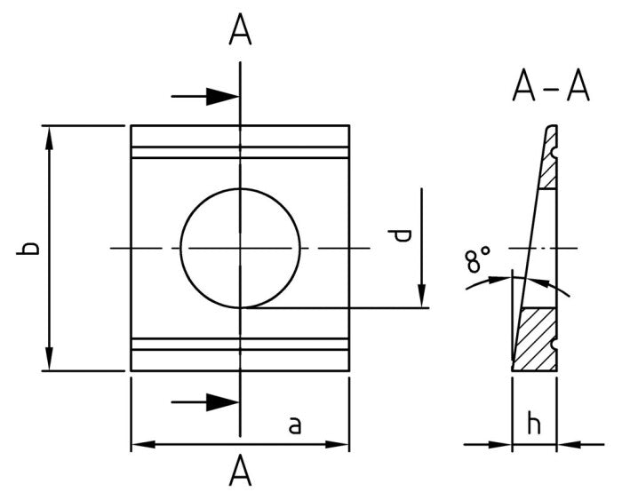 DIN 434 - Négyzetes alátét U-profilhoz - 17,5 mm - 25 db