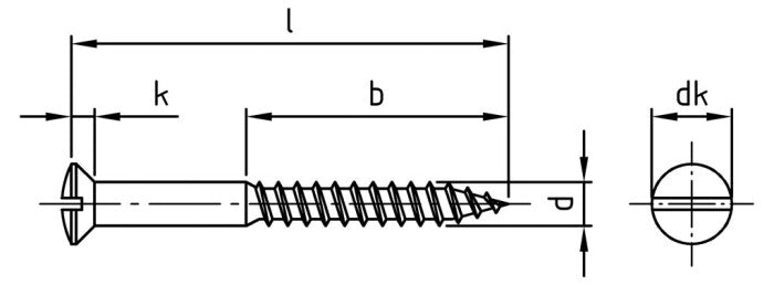DIN 95 - Féldekor fejű, hornyolt, részmenetes ácscsavar - 5,5 x 25 mm - 200 db.