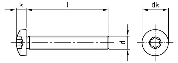 ISO 14583 - Lencsefejű Torx csavar - M2 x 18 TX 6 - 1000 db.