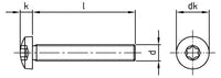 ISO 14583 - Lencsefejű csavar, torx - M6 x 45/45 TX 30 - 200 db