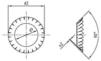 DIN 6798 - Süllyesztett rugós alátét, külső fogazású, V típusú - 13,0 mm - 500 db.