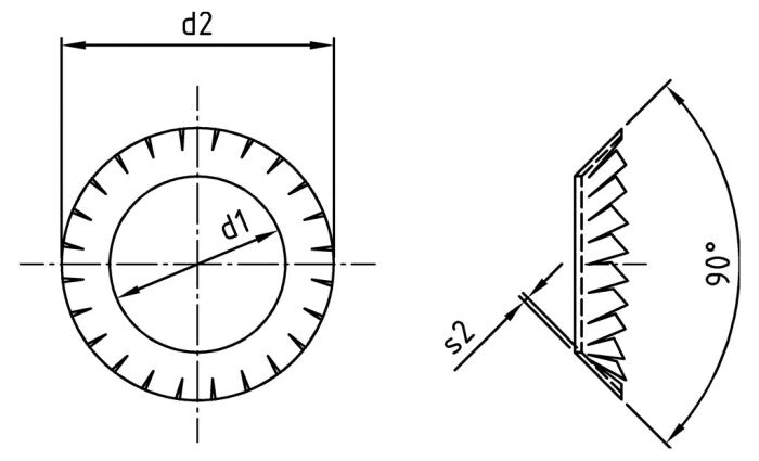 DIN 6798 - Süllyesztett rugós alátét, külső fogazású, V típusú - 13,0 mm - 500 db.