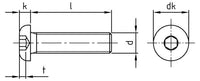 ISO 7380 - Surub cap bombat cu hexagon imbus - M6 x 90/90 mm - 100 buc.