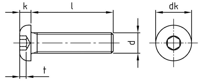 ISO 7380 - Surub cap bombat cu hexagon imbus - M8 x 16/16 mm - 200 buc.