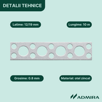 Perforált szalag D típus 12 19 x 0.8 mm, horganyzott acél, 10m