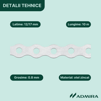 Perforált szalag R típusú 12 17 x 0.8 mm, horganyzott acél, 10 m