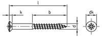 DIN 7995 - Surub lemn dulgherie cap inecat ridicat cruce filet partial - 4,5 x 80 Z mm - 200 buc.