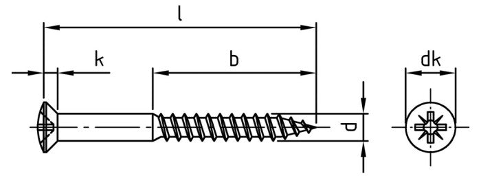 DIN 7995 - Surub lemn dulgherie cap inecat ridicat cruce filet partial - 4,5 x 60 Z mm - 200 buc.