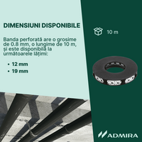 Perforált szalag D típus 12 19 x 0.8 mm, horganyzott acél, 10m