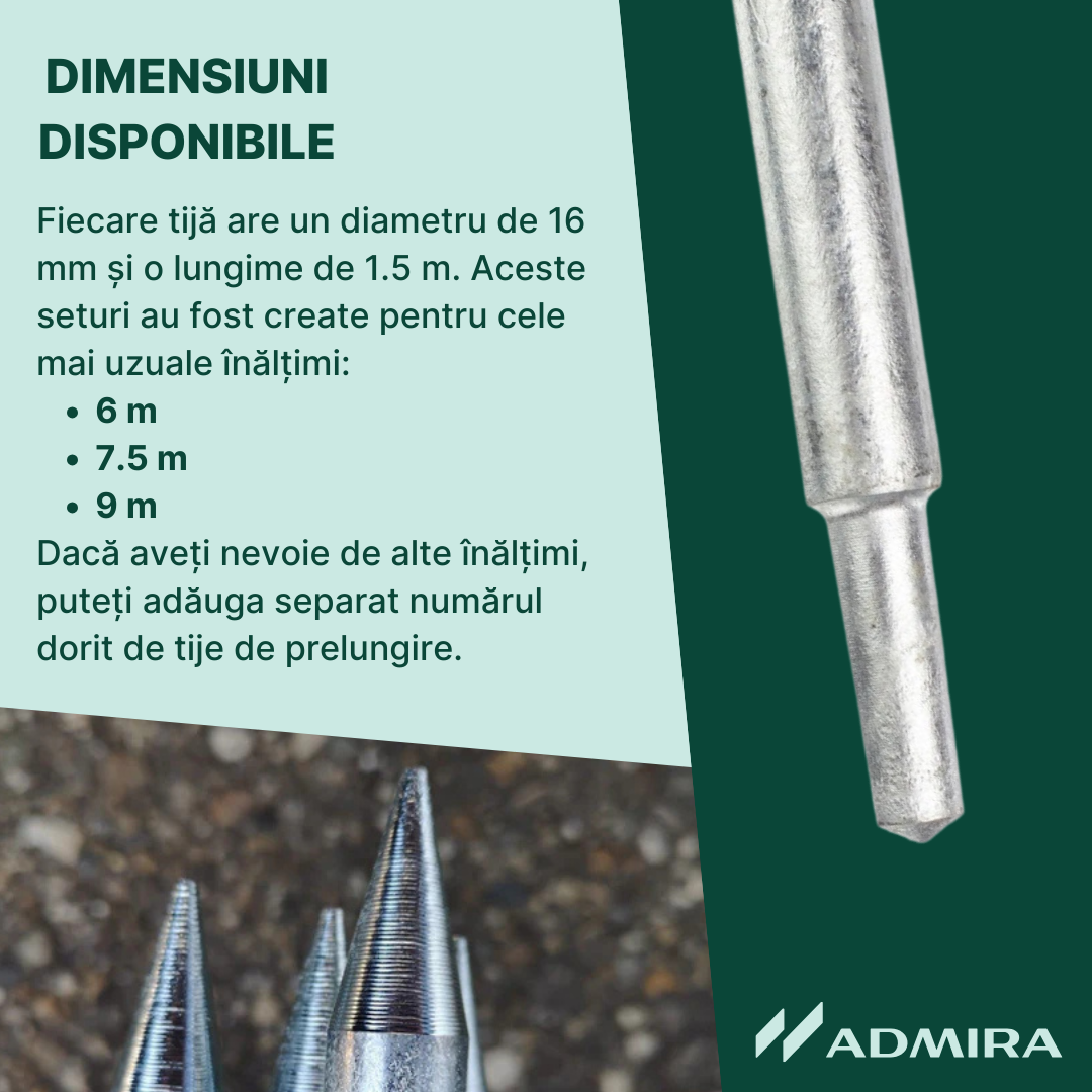 Földelő cövek elektróda készlet 16x1500 mm + szalagkábel csatlakozó