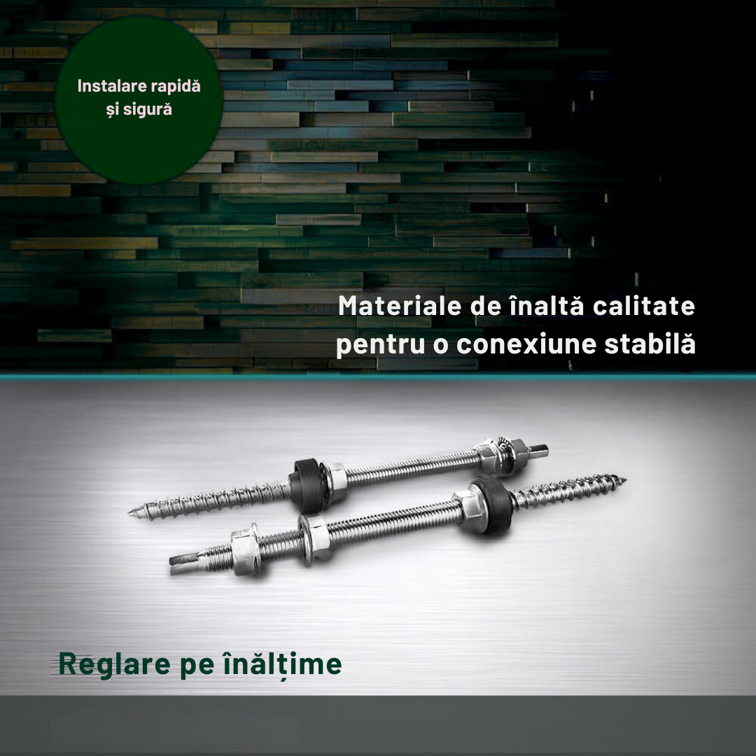 Komplett rögzítőcsavar készlet (hanger bolt) M10 dupla menettel napelem rögzítéséhez