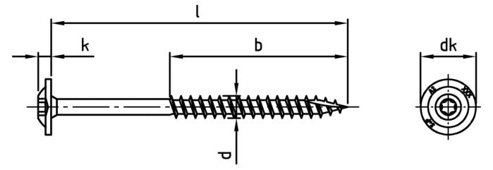 Surub lemn dulgherie cap plat saiba filet partial - 4,0 x 70/42 TX 20 - 200 buc.