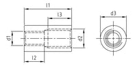 Hengeres csatlakozóanya belső dupla menettel - M12 - M16 - 100 db.