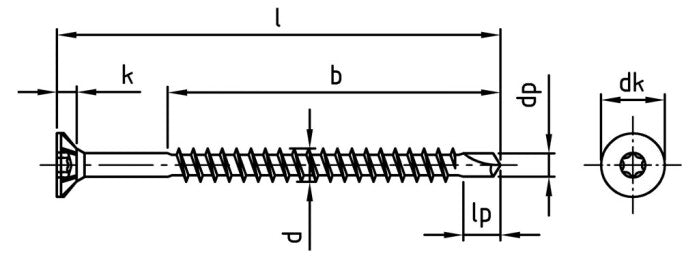 Surub lemn dulgherie autoforant filet partial - 5,0 x 90/54 TX 25 - 200 buc.