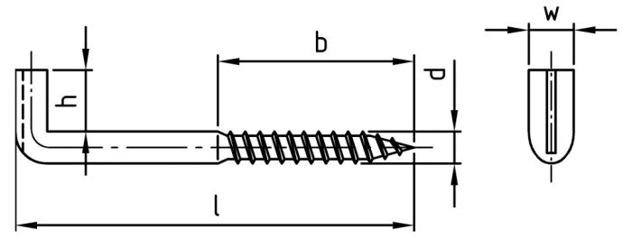 L-alakú akasztó facsavar hornyolt fejjel - 5,2 x 65 mm - 100 db