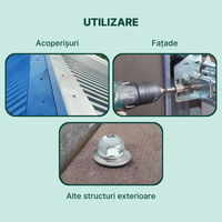 Surub autoforant pt. tigla metalica sau tabla, cap hexagonal, saiba EPDM