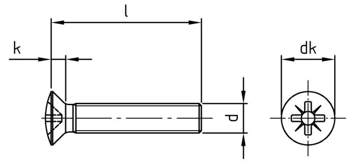 DIN 966 - Surub cap inecat ridicat cruce - M4 x 65 mm - 500 buc.