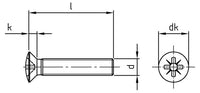 DIN 966 - Surub cap inecat ridicat cruce - M3 x 25 mm - 500 buc.