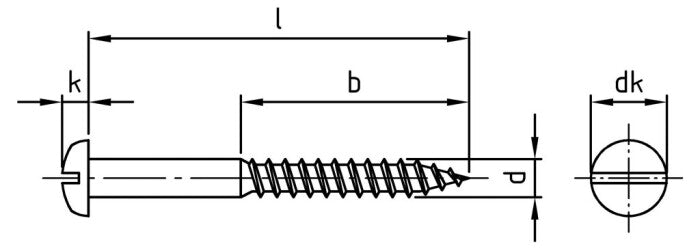 DIN 96 - Favágócsavar, domború fejjel, hornyolt, részmenetes - 6,0 x 75 mm - 100 db