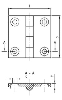 Univerzális zsanérok A4 rozsdamentes acél - 38 x 38 - 5 db