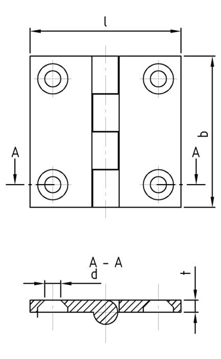 Univerzális zsanérok A4 rozsdamentes acél - 38 x 38 - 5 db