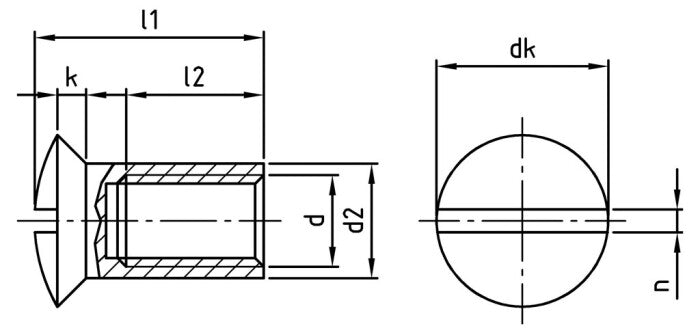 Lencsefejű hengeranya M4 x 12 mm - 100 db