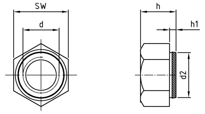 Hatszögletű önzáró anya - M10 - 50 db.