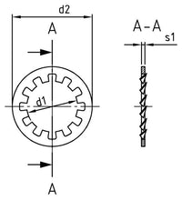 DIN 6797 - Belső fogazású, J típusú rugós alátét - 2,5 mm - 1000 db