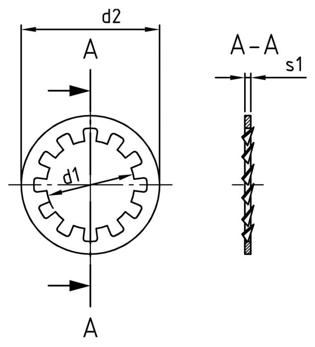 DIN 6797 - Belső fogazású alátét J típus - 13,0 mm - 500 db