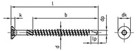 Surub lemn dulgherie autoforant cap inecat cu nervuri filet partial - 4,0 x 50/30 TX 15 - 200 buc.