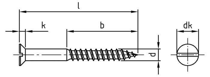 DIN 97 - Surub lemn dulgherie cap inecat crestat filet partial - 4,0 x 30 mm - 200 buc.