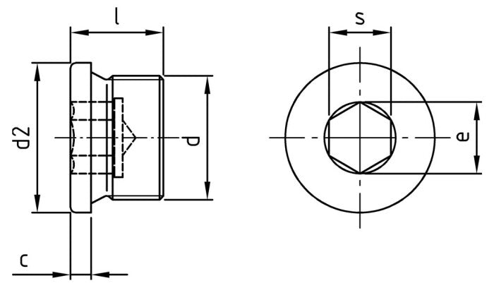 DIN 908 a DIN 13 szerint – Külső menetes dugó, belső hatlapfejű – M26 x 1,5 mm – 10 db