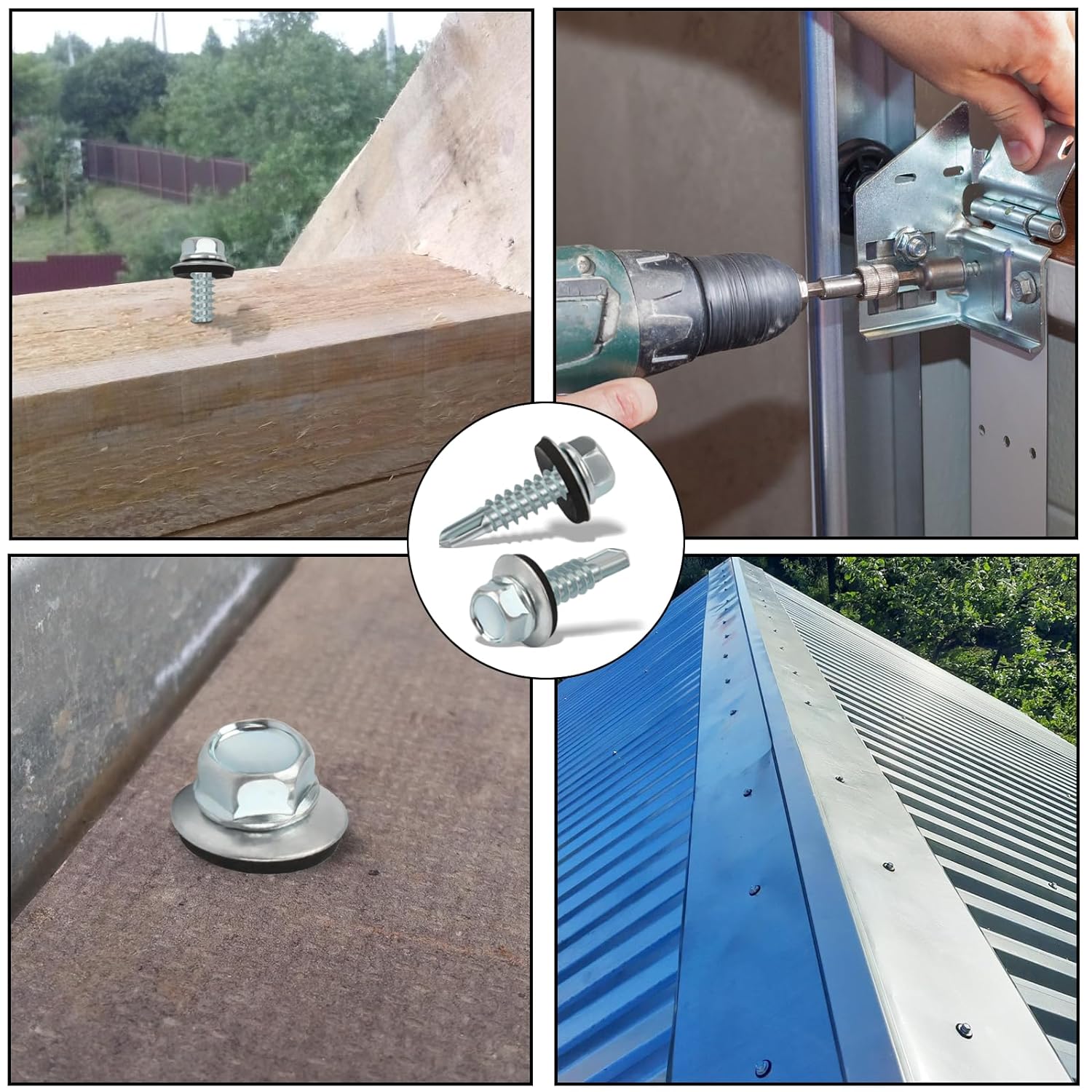 Surub autoforant pt. tigla metalica sau tabla, cap hexagonal, saiba EPDM