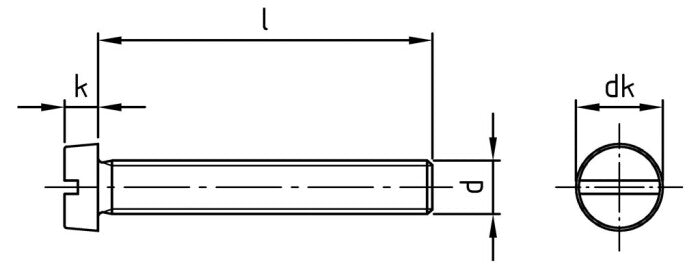 DIN 84 - Hengeres, domború fejű, hornyolt csavar - M2 x 3 mm - 1000 db