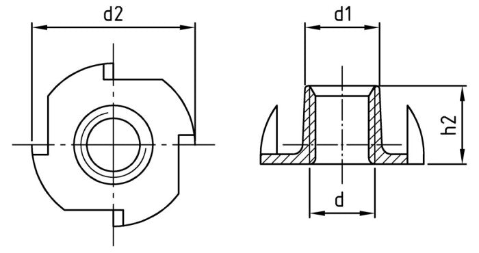 Fából készült karomanya - M5 x 8 mm - 100 db.