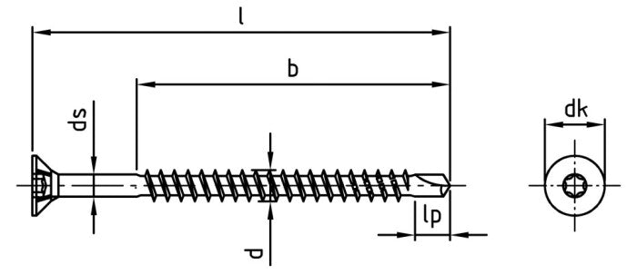 Faforgó forgácslapcsavar önfúró süllyesztett fejjel SP-Drill - 5,0 x 40/24 TX 25 - 200 db.