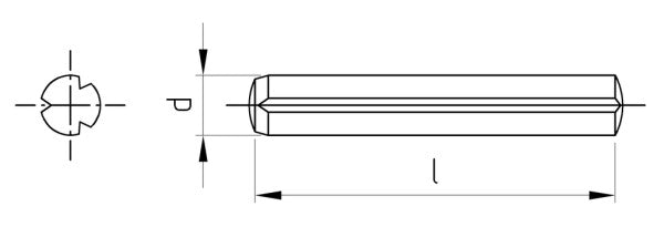 DIN 1473 - Stift canelat cu nervuri cilindrice pe lungime completa - 10 x 65 mm - 25 buc.