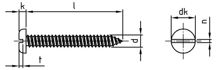 DIN 7971 - Surub autofiletant cap bombat cu slot - C 4,2 x 16 mm - 1000 buc.
