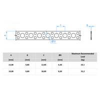 Perforált szalag D típus 12 19 x 0.8 mm, horganyzott acél, 10m
