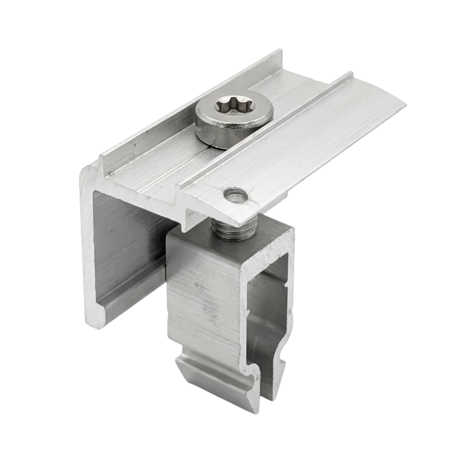 Clemă de capat universala 30-40mm rapida cu pin împământare pt. profil H 40x40mm, fixare panouri solare fotovoltaice