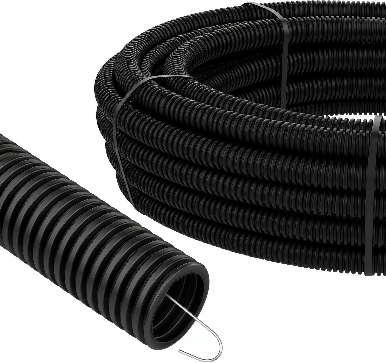 Copex Tub gofrat ignifug flexibil negru soft cu fir HF UV - 50m.