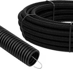Copex Tub gofrat ignifug flexibil negru soft cu fir HF UV - 50m.